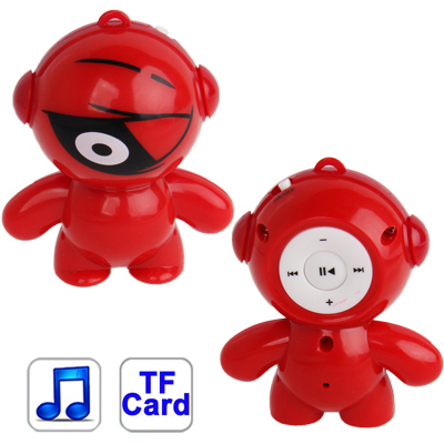 Cartoon One-eyed Monster Style TF (Micro SD) Card Slot Mini MP3 Player (Red) - Click Image to Close